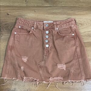 We The Free Rust/Copper Button up Denim Skirt